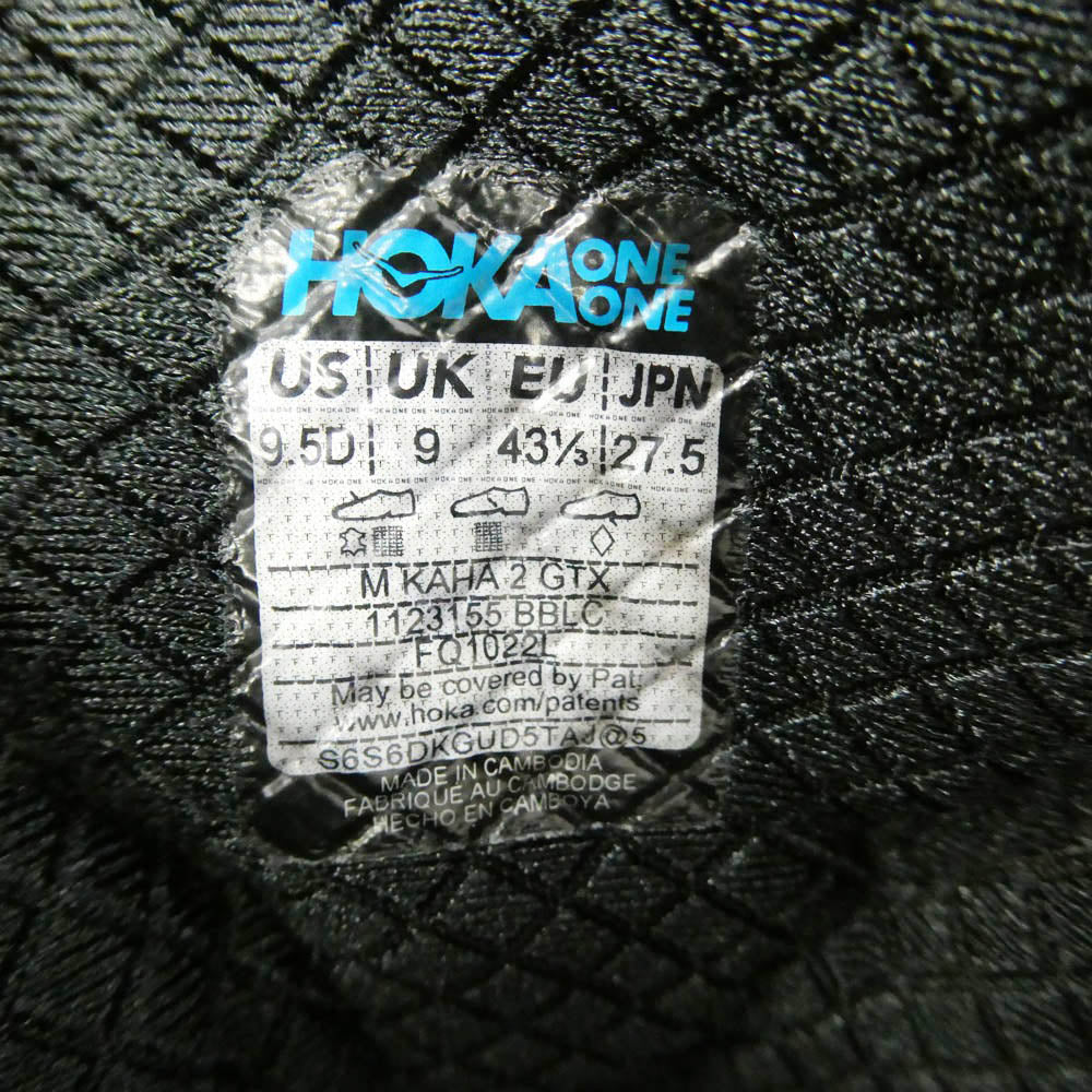 HOKA ONE ONE ホカ オネオネ 1123155 KAHA 2 GTX カハ2 ゴアテックス スニーカー トレッキングシューズ ブラック系 27.5cm【中古】