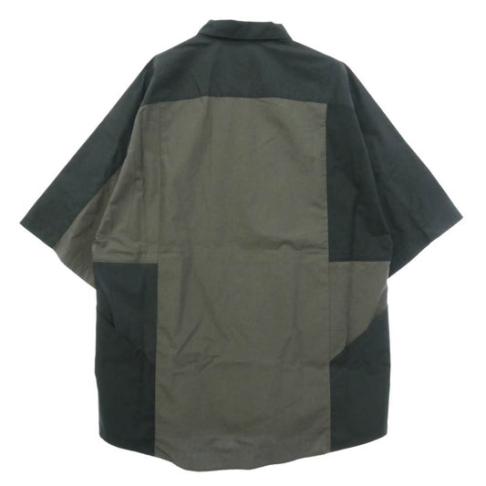 KUON クオン 114SH051313 Kite Shirt S/S パターン切替 半袖 シャツ ブラック系 グレー系 L【極上美品】【中古】