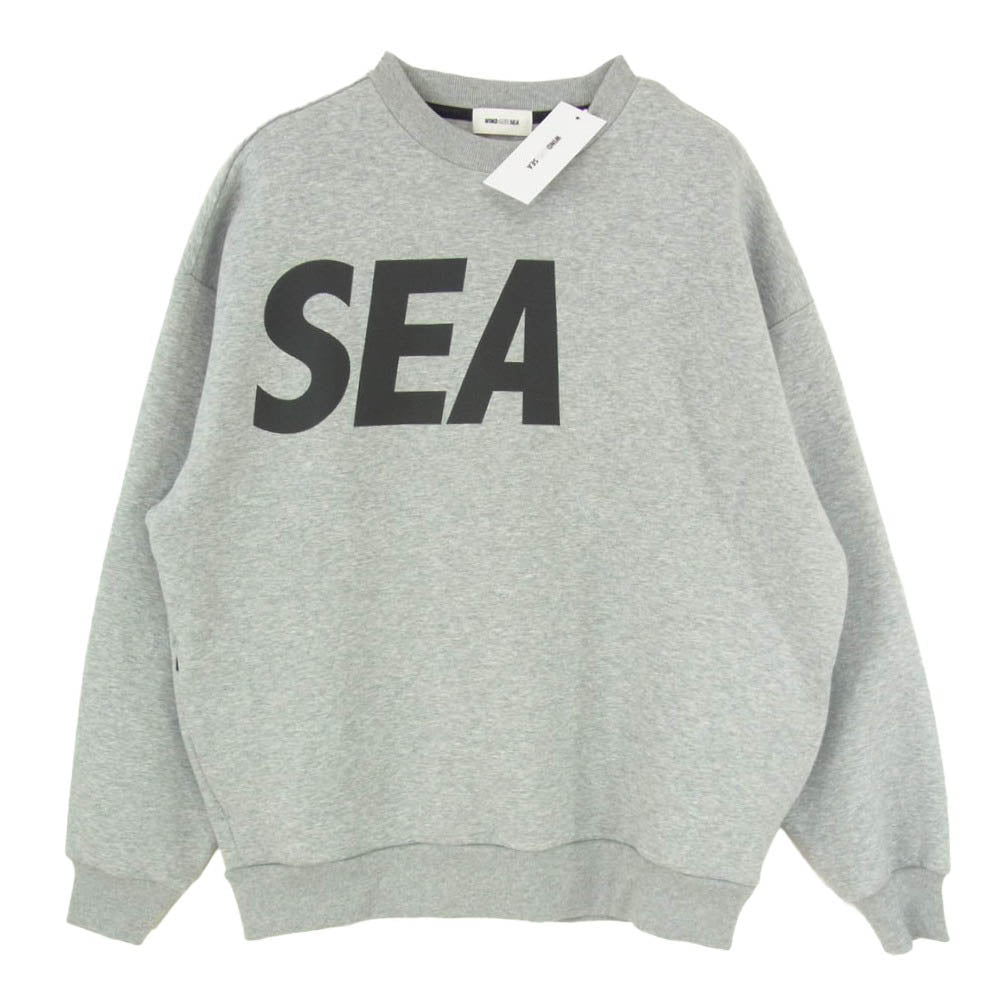 WIND AND SEA ウィンダンシー 26SS WDS-O-CLN-26-Q1-CS-02 RELAXED FIT CREWNECK PONTE SWEATSHIRT ロゴプリント クルーネックスウェットシャツ トレーナー グレー系 M【極上美品】【中古】