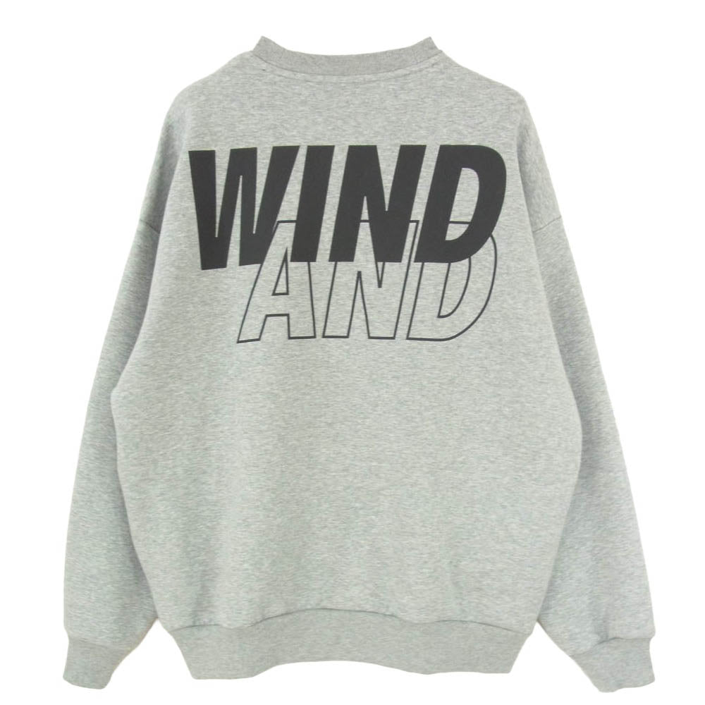 WIND AND SEA ウィンダンシー 26SS WDS-O-CLN-26-Q1-CS-02 RELAXED FIT CREWNECK PONTE SWEATSHIRT ロゴプリント クルーネックスウェットシャツ トレーナー グレー系 M【極上美品】【中古】