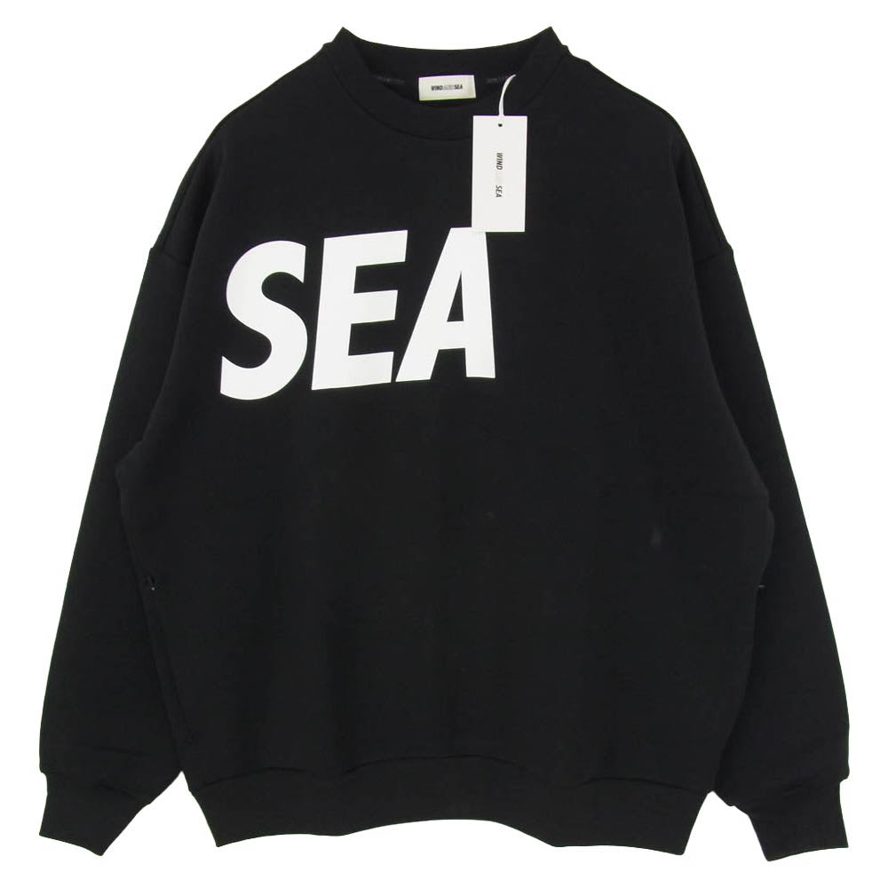 WIND AND SEA ウィンダンシー 26SS WDS-O-CLN-26-Q1-CS-02 RELAXED FIT CREWNECK PONTE SWEATSHIRT ロゴプリント クルーネックスウェットシャツ トレーナー ブラック系 M【極上美品】【中古】