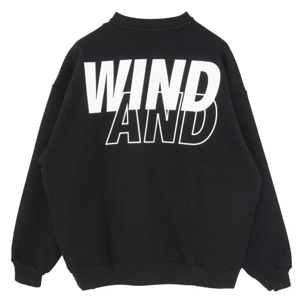 WIND AND SEA ウィンダンシー 26SS WDS-O-CLN-26-Q1-CS-02 RELAXED FIT CREWNECK PONTE SWEATSHIRT ロゴプリント クルーネックスウェットシャツ トレーナー ブラック系 M【極上美品】【中古】