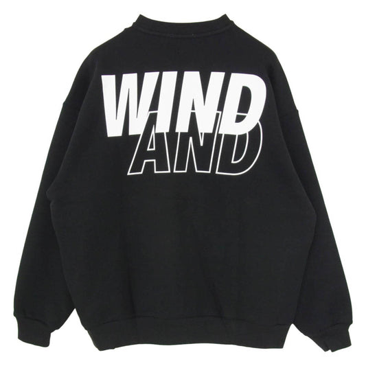 WIND AND SEA ウィンダンシー 26SS WDS-O-CLN-26-Q1-CS-02 RELAXED FIT CREWNECK PONTE SWEATSHIRT ロゴプリント クルーネックスウェットシャツ トレーナー ブラック系 M【極上美品】【中古】