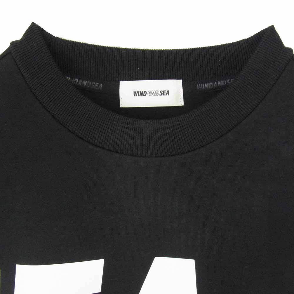 WIND AND SEA ウィンダンシー 26SS WDS-O-CLN-26-Q1-CS-02 RELAXED FIT CREWNECK PONTE SWEATSHIRT ロゴプリント クルーネックスウェットシャツ トレーナー ブラック系 M【極上美品】【中古】