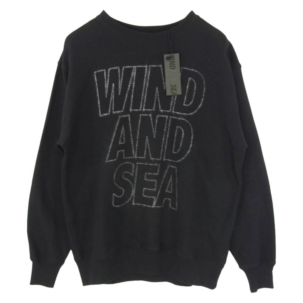 WIND AND SEA ウィンダンシー 25AW WDS-O-CLCS-25-Q3-CS-01 METALLIC CREWNECK メタリック ロゴプリント クルーネックスウェットシャツ トレーナー ブラック系 M【極上美品】【中古】