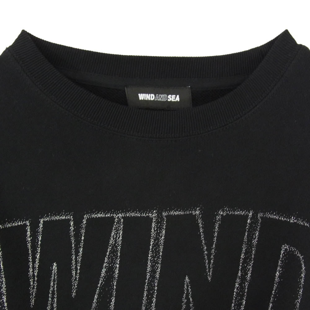 WIND AND SEA ウィンダンシー 25AW WDS-O-CLCS-25-Q3-CS-01 METALLIC CREWNECK メタリック ロゴプリント クルーネックスウェットシャツ トレーナー ブラック系 M【極上美品】【中古】