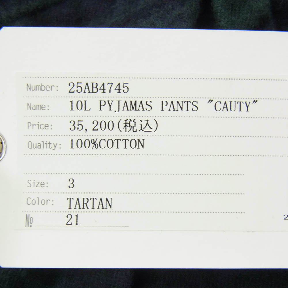 BEDWIN & THE HEARTBREAKERS ベドウィンアンドザハートブレイカーズ 25AW 25AB4745 10L PYJAMAS PANTS CAUTY メランジ調 チェック パジャマパンツ ネイビー系 3【極上美品】【中古】