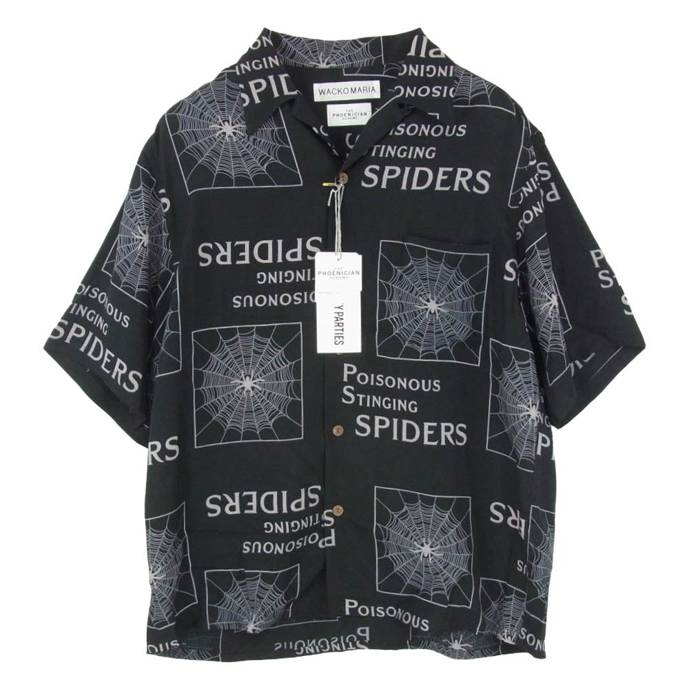 WACKO MARIA ワコマリア 26SS TPS-WM-HI03 × THE PHOENICIAN SCHEME S/S HAWAIIAN SHIRT TYPE-3 フェニキア スキーム 開襟 オープンカラー 半袖 ハワイアンシャツ ブラック系 M【新古品】【未使用】【中古】