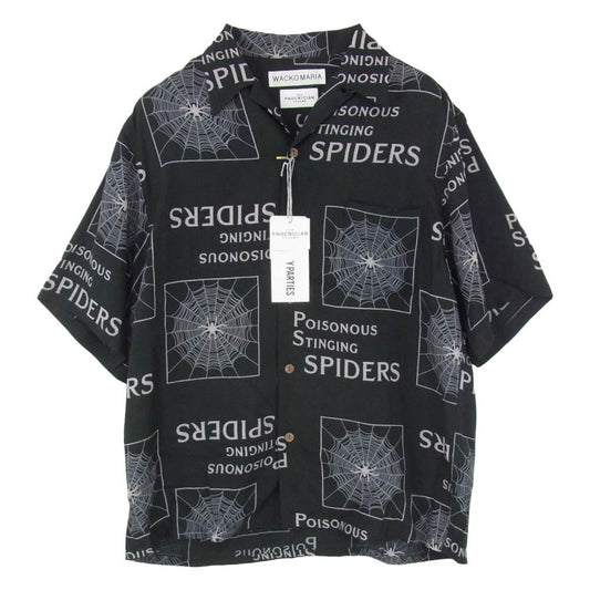 WACKO MARIA ワコマリア 26SS TPS-WM-HI03 × THE PHOENICIAN SCHEME S/S HAWAIIAN SHIRT TYPE-3 フェニキア スキーム 開襟 オープンカラー 半袖 ハワイアンシャツ ブラック系 M【新古品】【未使用】【中古】