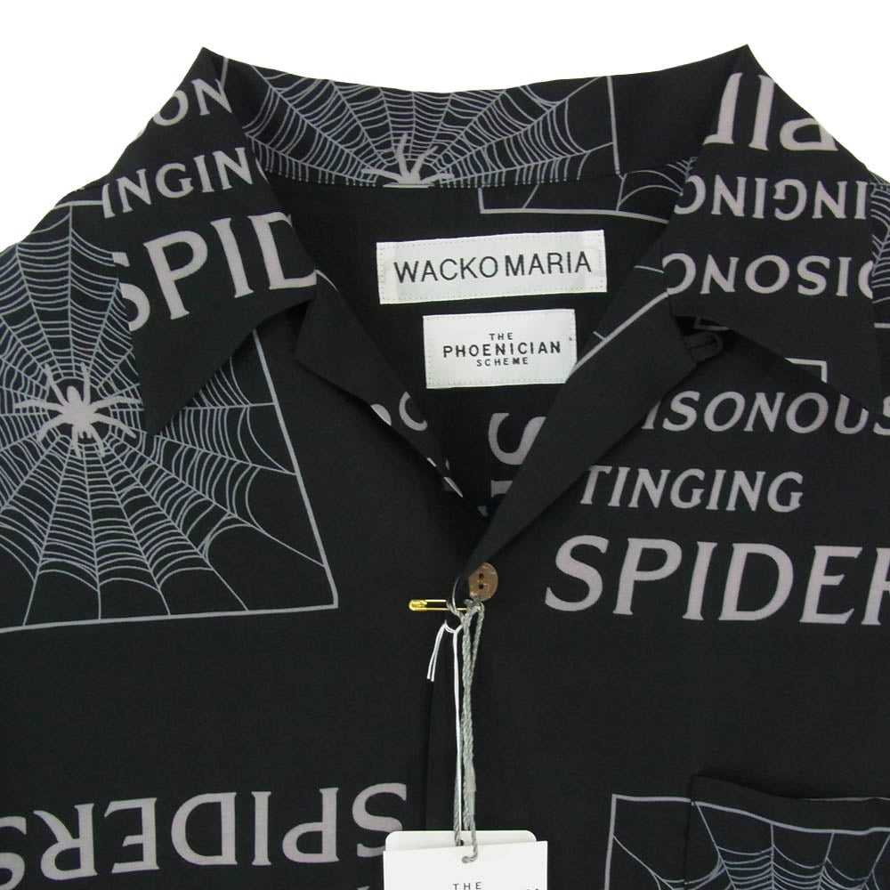 WACKO MARIA ワコマリア 26SS TPS-WM-HI03 × THE PHOENICIAN SCHEME S/S HAWAIIAN SHIRT TYPE-3 フェニキア スキーム 開襟 オープンカラー 半袖 ハワイアンシャツ ブラック系 M【新古品】【未使用】【中古】