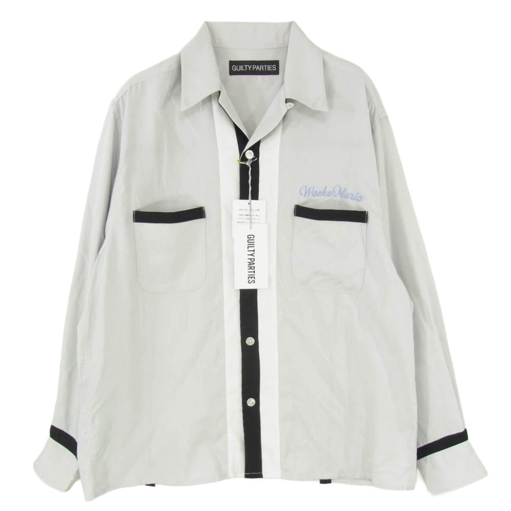 WACKO MARIA ワコマリア 24AW 24FW-WMS-OC09 SWITCHING OPEN COLLAR SHIRT スイッチング 長袖 開襟 オープンカラー シャツ グレー系 S【新古品】【未使用】【中古】