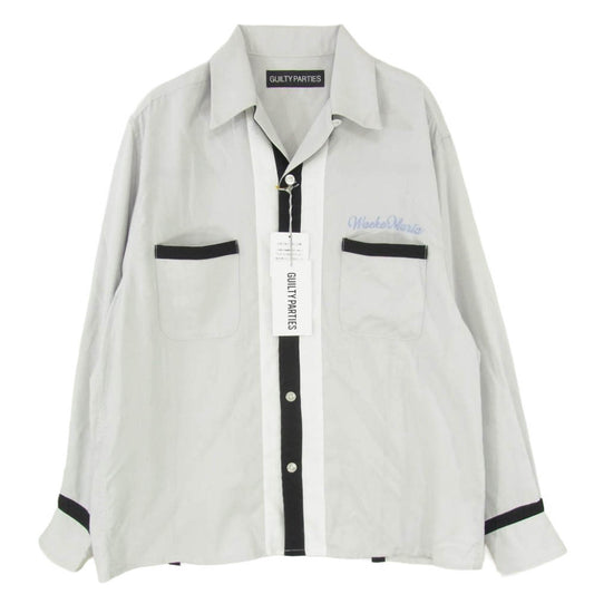 WACKO MARIA ワコマリア 24AW 24FW-WMS-OC09 SWITCHING OPEN COLLAR SHIRT スイッチング 長袖 開襟 オープンカラー シャツ グレー系 S【新古品】【未使用】【中古】