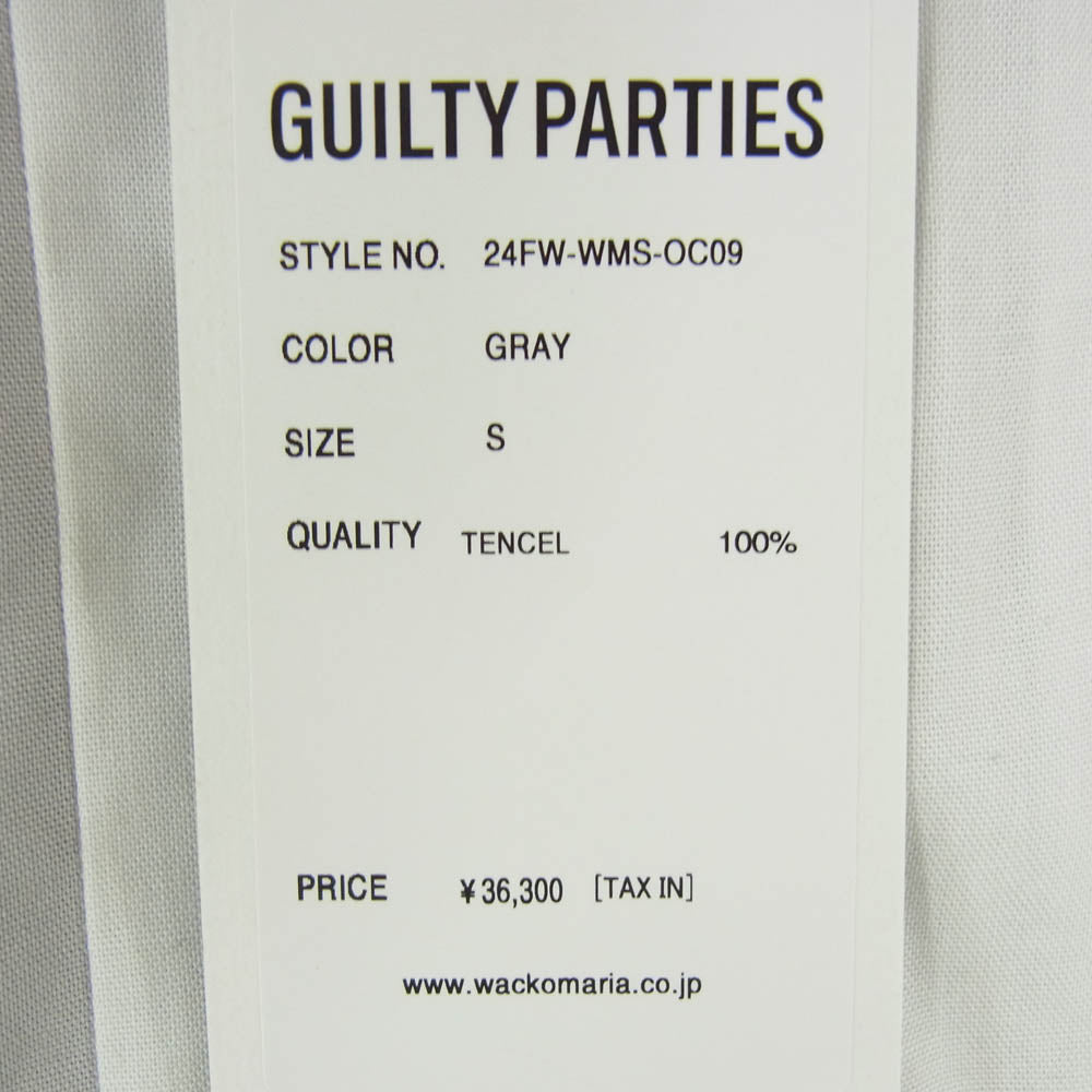 WACKO MARIA ワコマリア 24AW 24FW-WMS-OC09 SWITCHING OPEN COLLAR SHIRT スイッチング 長袖 開襟 オープンカラー シャツ グレー系 S【新古品】【未使用】【中古】