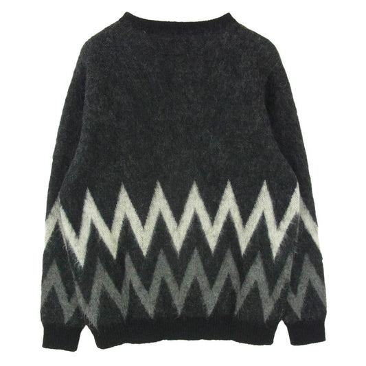 WACKO MARIA ワコマリア 19AW 19FW-WMK-KN11 ZIGZAG MOHAIR CREW NECK SWEATER ジグザグ モヘア クルーネック セーター ニット ブラック系 L【新古品】【未使用】【中古】