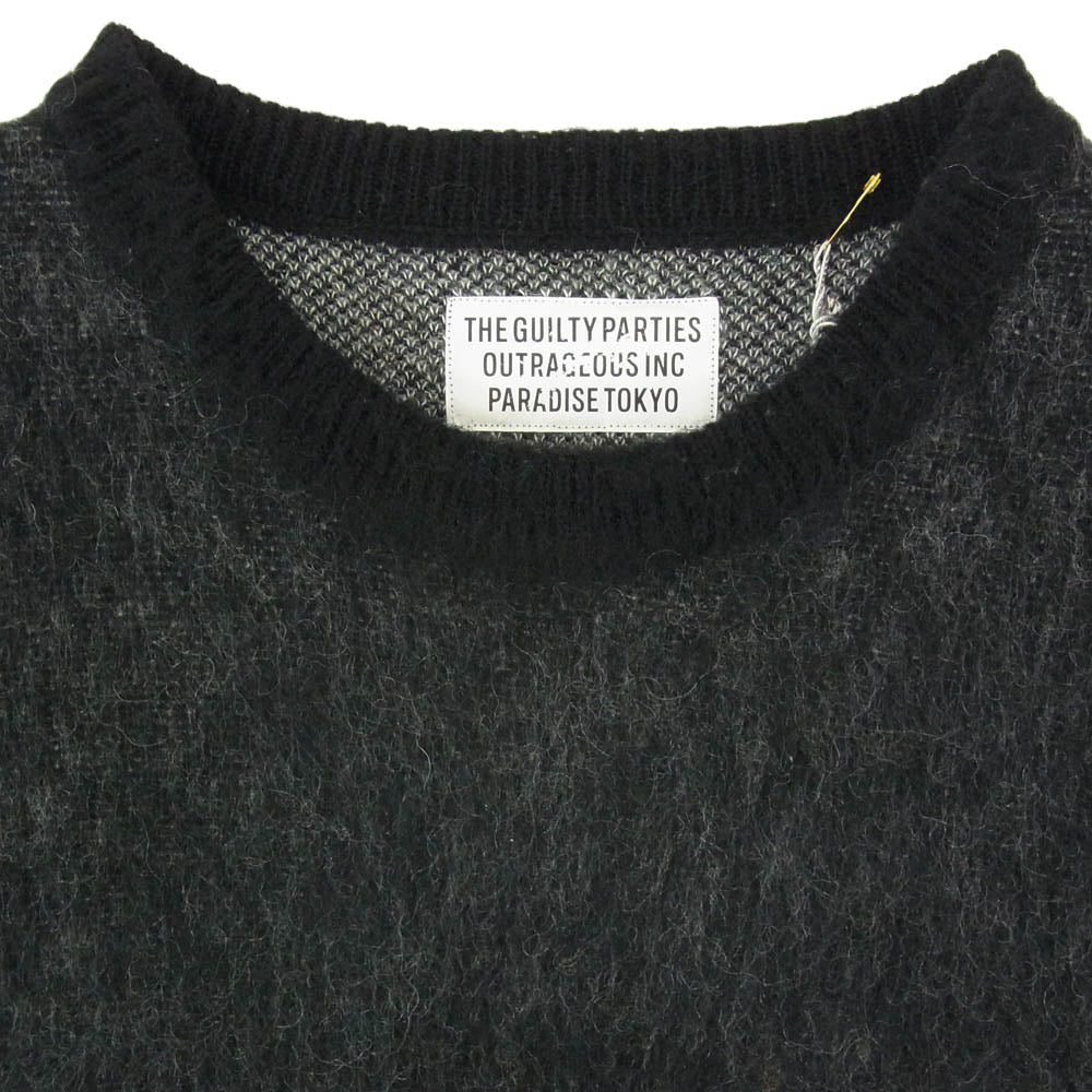 WACKO MARIA ワコマリア 19AW 19FW-WMK-KN11 ZIGZAG MOHAIR CREW NECK SWEATER ジグザグ モヘア クルーネック セーター ニット ブラック系 L【新古品】【未使用】【中古】