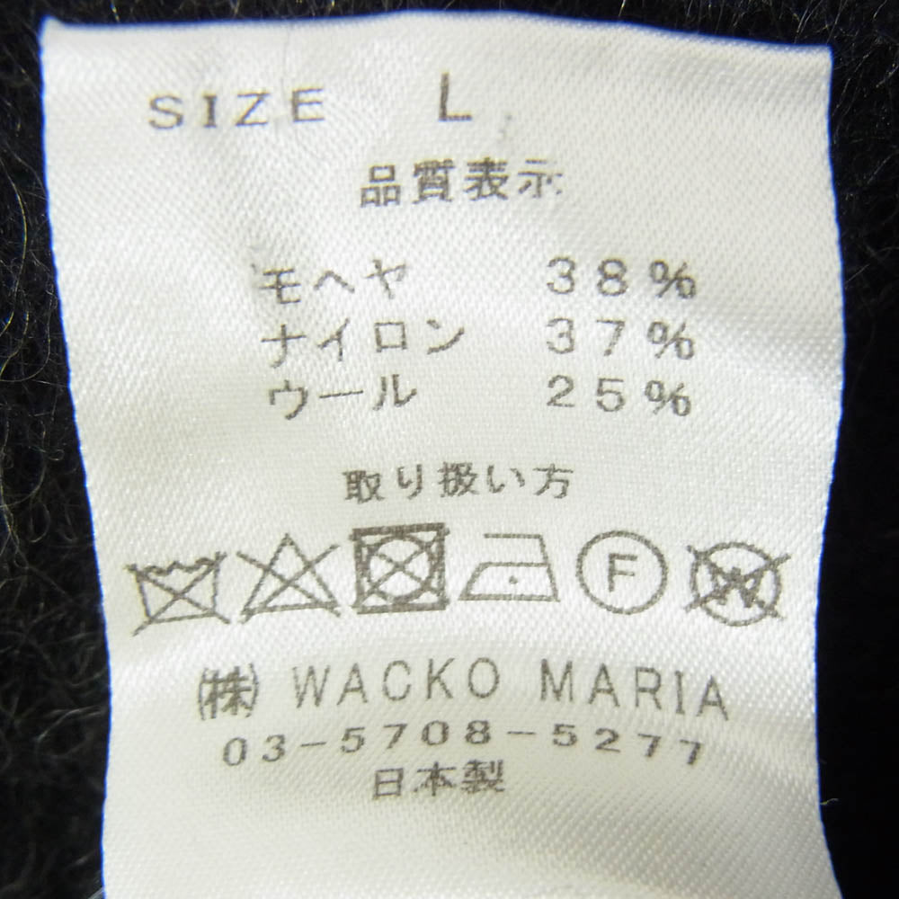 WACKO MARIA ワコマリア 19AW 19FW-WMK-KN11 ZIGZAG MOHAIR CREW NECK SWEATER ジグザグ モヘア クルーネック セーター ニット ブラック系 L【新古品】【未使用】【中古】
