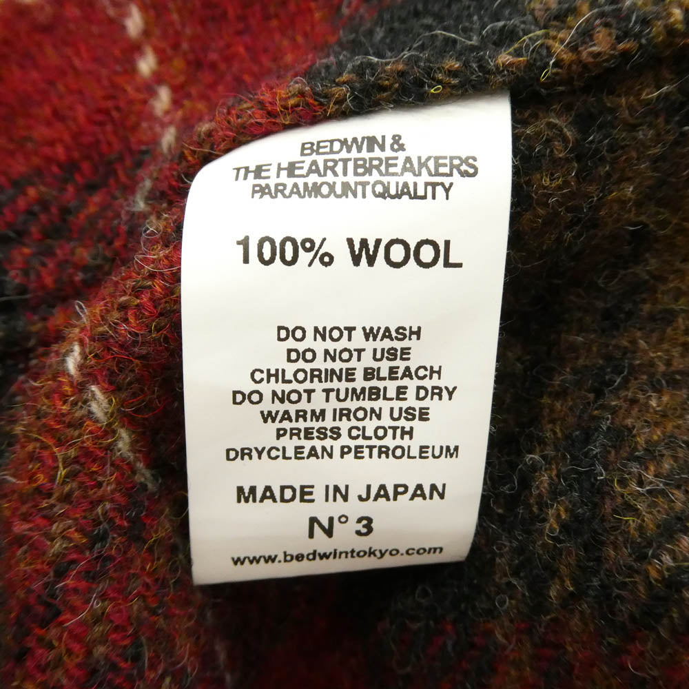 BEDWIN & THE HEARTBREAKERS ベドウィンアンドザハートブレイカーズ 23AW 23AB5602 WOOL TYPE M-65 MILITARY COAT MOON社製 シェットランドウール生地 フィッシュテール モッズコート レッド系 3【極上美品】【中古】