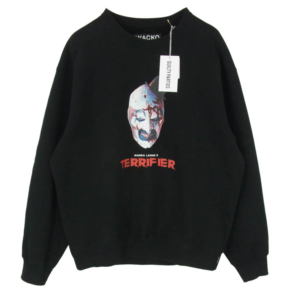 WACKO MARIA ワコマリア 25AW TERRIFIER-WM-SS06 ×Terrifier Heavy Weight Sweat Shirt テリファー ヘビー ウェイト スウェット シャツ トレーナー ブラック系 L【新古品】【未使用】【中古】
