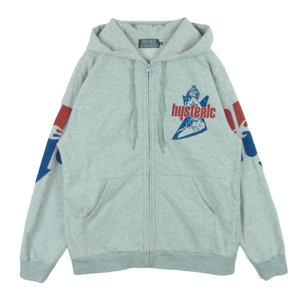 HYSTERIC GLAMOUR ヒステリックグラマー 02261CF01 HYS FLARE LOGO スウェット ジップ パーカー 日本製 グレー系 M【中古】