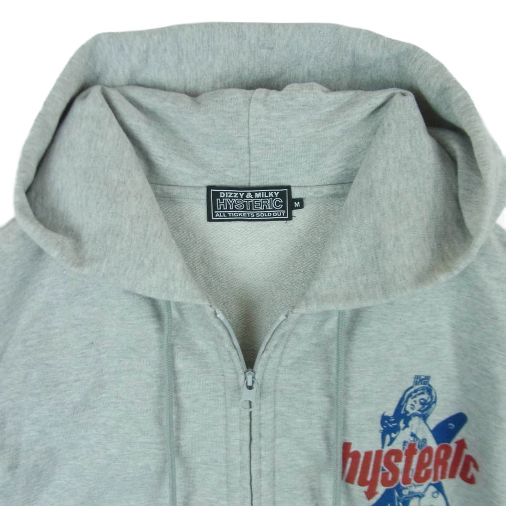 HYSTERIC GLAMOUR ヒステリックグラマー 02261CF01 HYS FLARE LOGO スウェット ジップ パーカー 日本製 グレー系 M【中古】