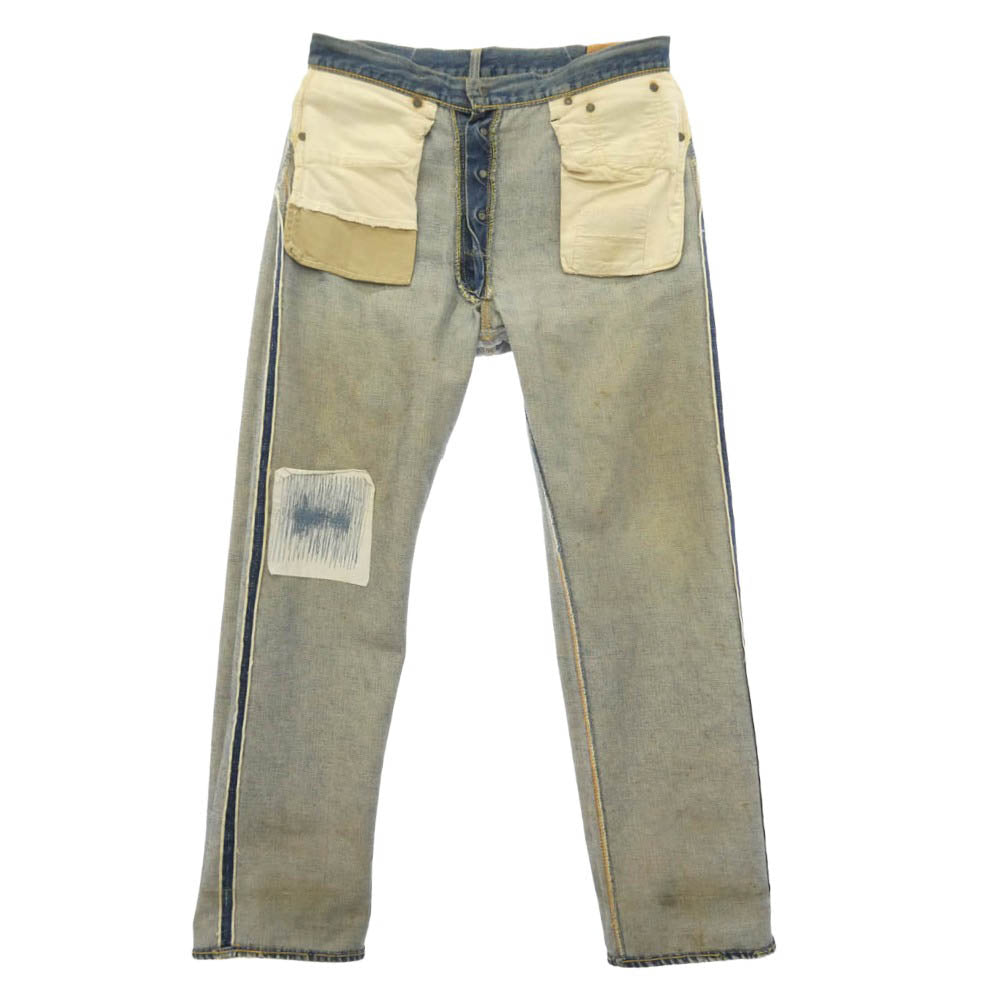 Levi's リーバイス 50s 紙パッチ ギャラ入り 501XX フライボタン裏刻印ツメ 足長R デニム パンツ インディゴブルー系 W33インチ程度【中古】