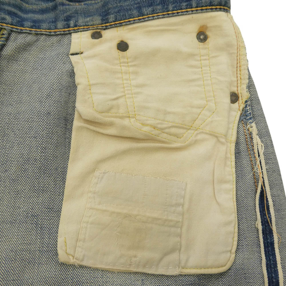 Levi's リーバイス 50s 紙パッチ ギャラ入り 501XX フライボタン裏刻印ツメ 足長R デニム パンツ インディゴブルー系 W33インチ程度【中古】