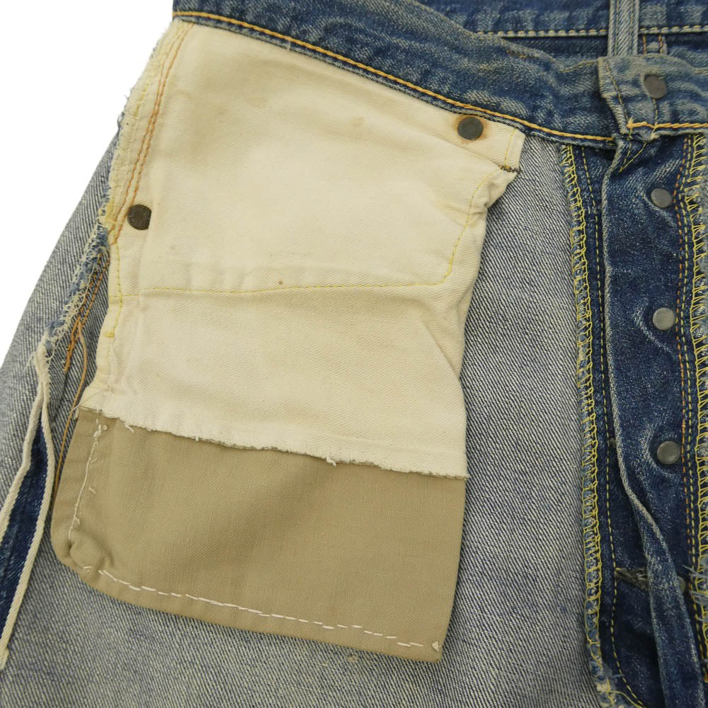 Levi's リーバイス 50s 紙パッチ ギャラ入り 501XX フライボタン裏刻印ツメ 足長R デニム パンツ インディゴブルー系 W33インチ程度【中古】