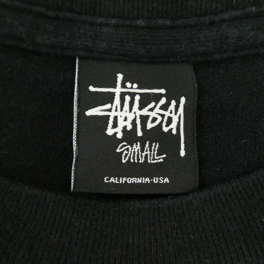 STUSSY ステューシー 90s OLD USA製 No.4 ラスタカラー ロゴ プリント Tシャツ 半袖 カットソー ブラック系 S【中古】