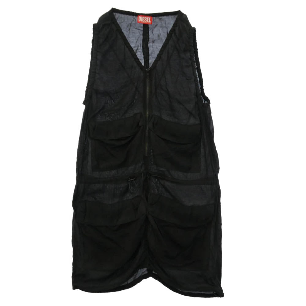 DIESEL ディーゼル A194180LHBA D-RESDEN スリーブレス カーゴ ドレス ノースリーブ ワンピース ブラック系 38【中古】