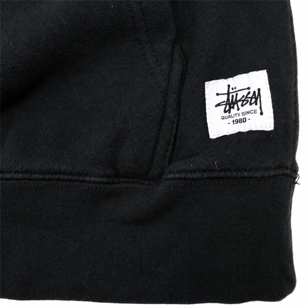 STUSSY ステューシー USA製 S ワッペン ロゴ プルオーバー スウェット パーカー ブラック系 S【中古】