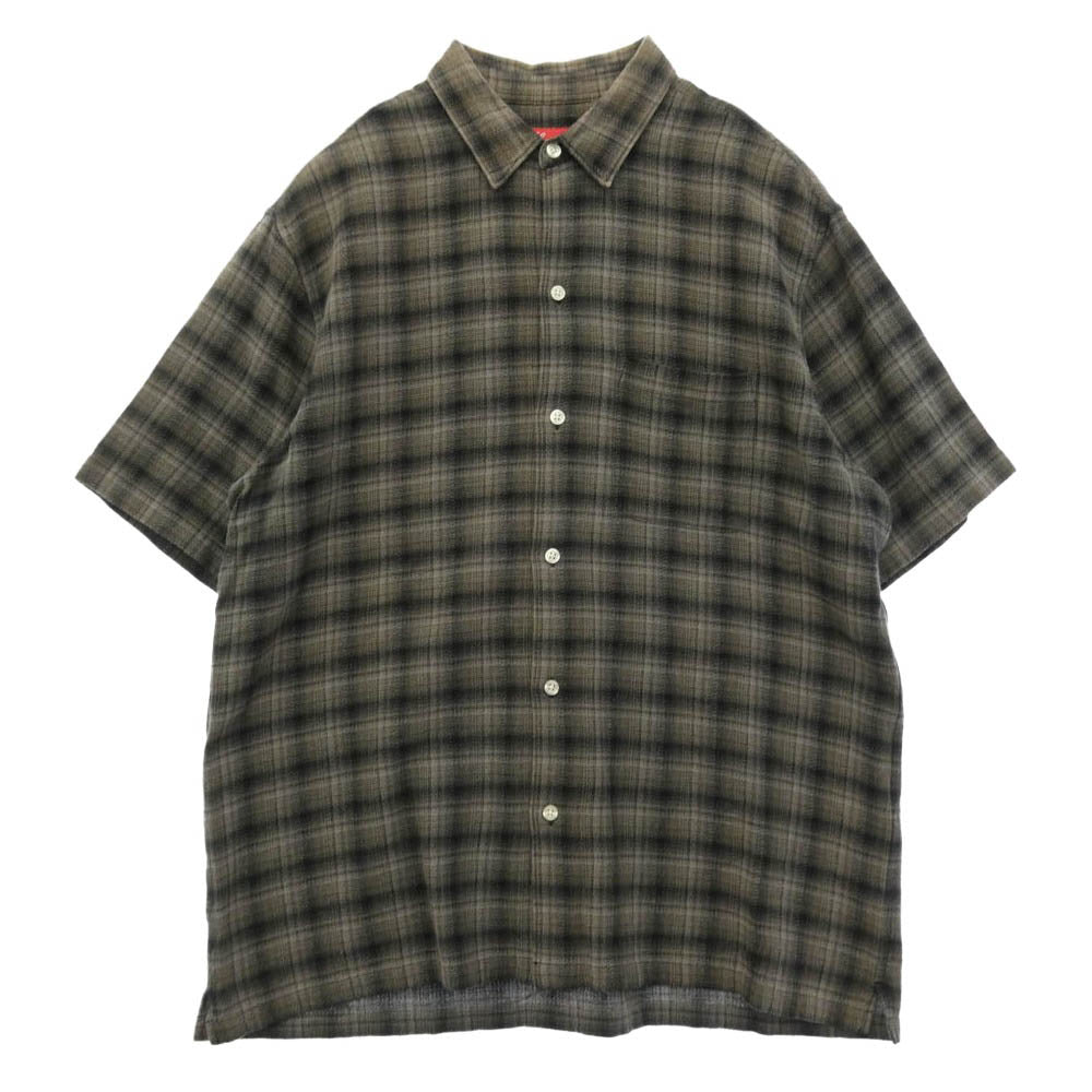Supreme シュプリーム 22SS Plaid S/S Shirt シャドウ チェック ロゴ チェーンステッチ バック 刺繍 ショートスリーブ 半袖 シャツ グレー系 M【中古】