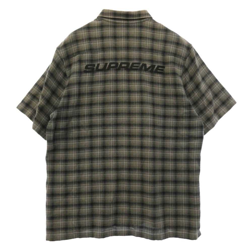 Supreme シュプリーム 22SS Plaid S/S Shirt シャドウ チェック ロゴ チェーンステッチ バック 刺繍 ショートスリーブ 半袖 シャツ グレー系 M【中古】