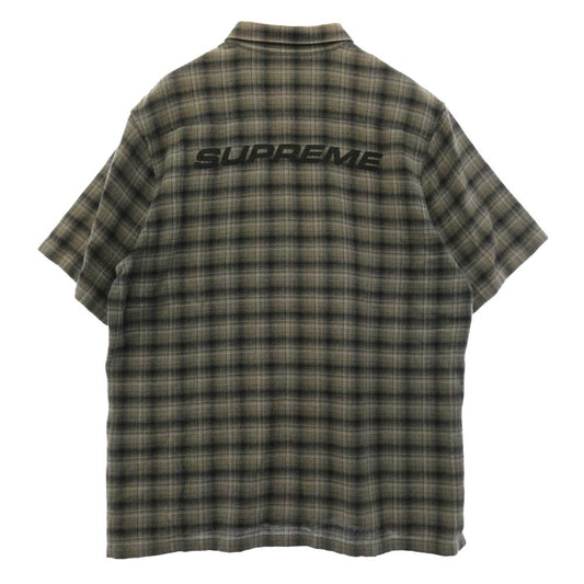 Supreme シュプリーム 22SS Plaid S/S Shirt シャドウ チェック ロゴ チェーンステッチ バック 刺繍 ショートスリーブ 半袖 シャツ グレー系 M【中古】