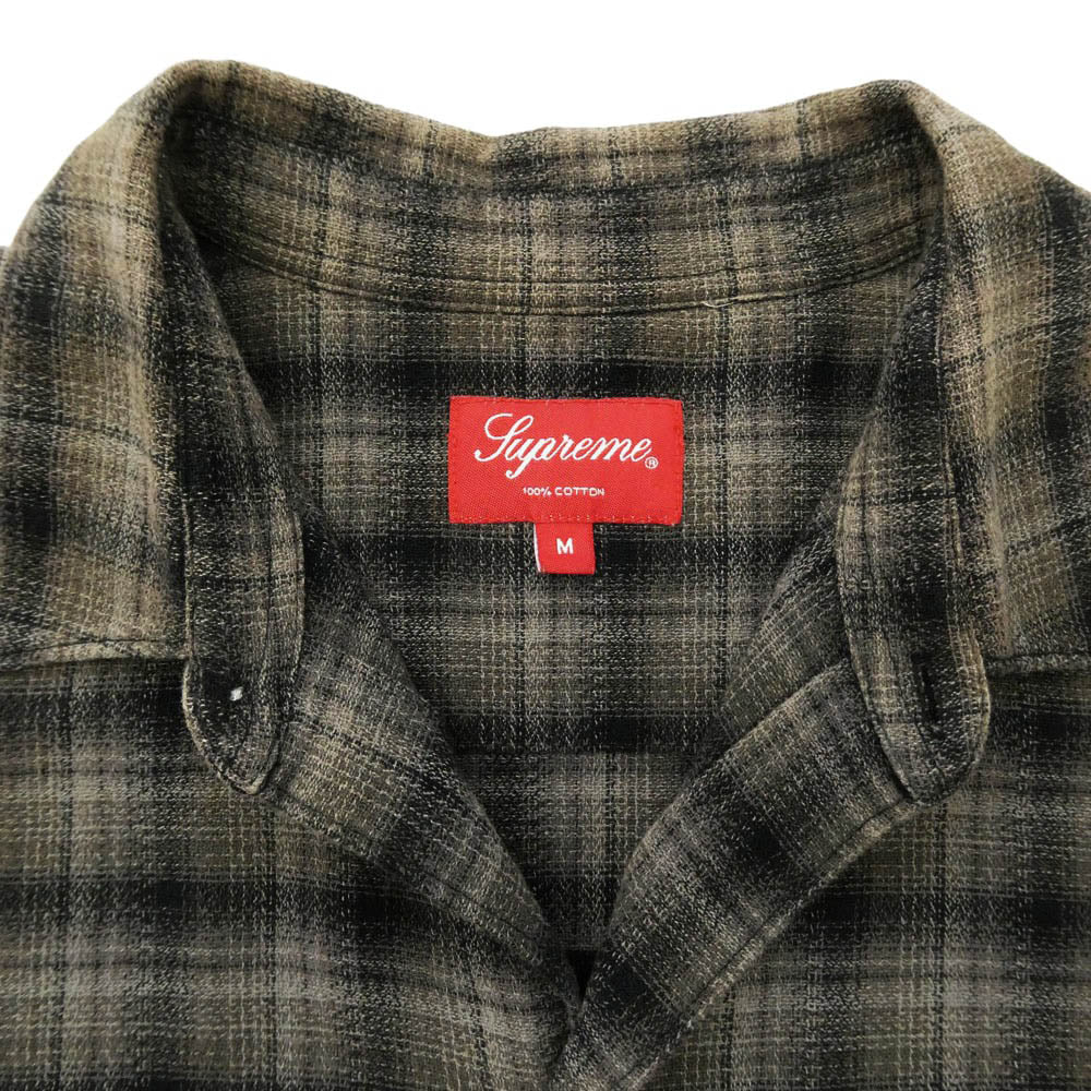 Supreme シュプリーム 22SS Plaid S/S Shirt シャドウ チェック ロゴ チェーンステッチ バック 刺繍 ショートスリーブ 半袖 シャツ グレー系 M【中古】