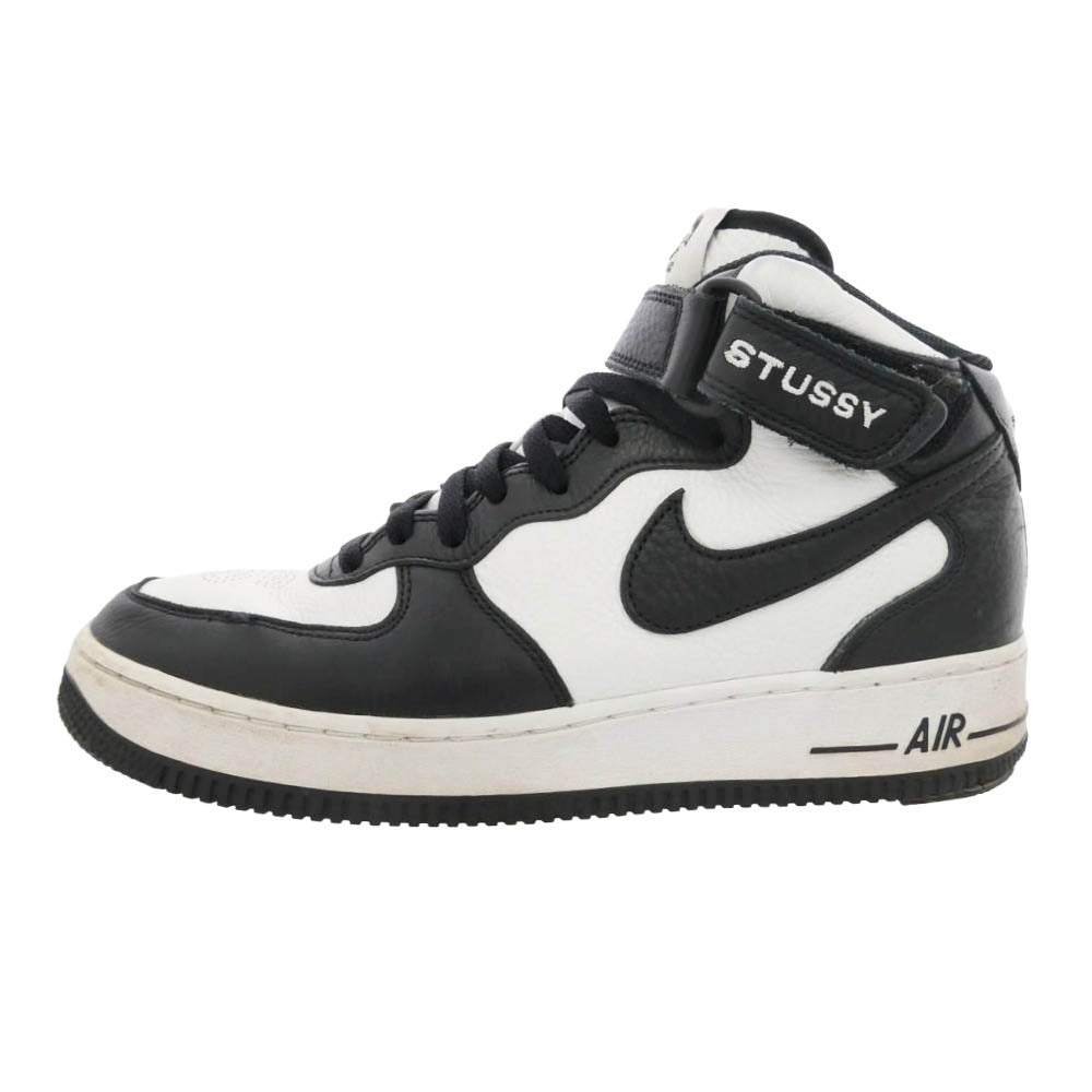 NIKE ナイキ STUSSY ステューシー 22SS DJ7840-002 × Stussy Air Force 1 Mid Black and Light Bone ステューシー エアフォース ミッド ブラック アンド ライトボーン スニーカー ブラック系 ホワイト系 27.5cm【中古】