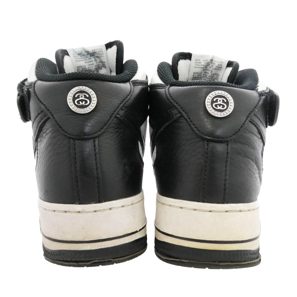 NIKE ナイキ STUSSY ステューシー 22SS DJ7840-002 × Stussy Air Force 1 Mid Black and Light Bone ステューシー エアフォース ミッド ブラック アンド ライトボーン スニーカー ブラック系 ホワイト系 27.5cm【中古】