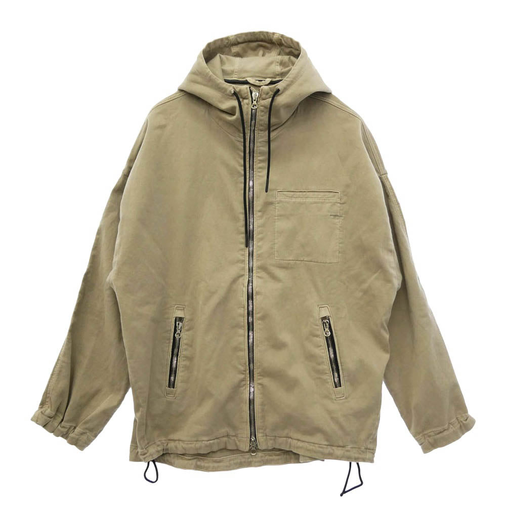 DIESEL ディーゼル A09757 D-HENNES JOGG フーデッド ジョグ デニム ストレッチ ジャージ ジップアップ ジャケット ベージュ系 M【中古】