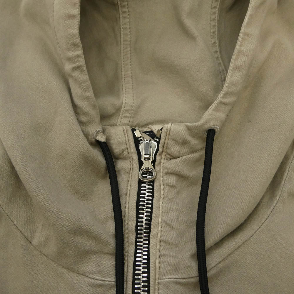 DIESEL ディーゼル A09757 D-HENNES JOGG フーデッド ジョグ デニム ストレッチ ジャージ ジップアップ ジャケット ベージュ系 M【中古】