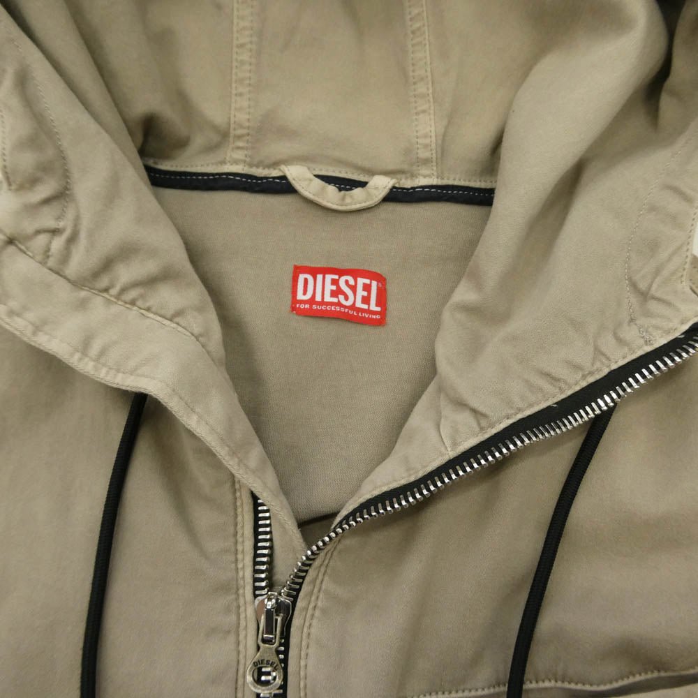 DIESEL ディーゼル A09757 D-HENNES JOGG フーデッド ジョグ デニム ストレッチ ジャージ ジップアップ ジャケット ベージュ系 M【中古】