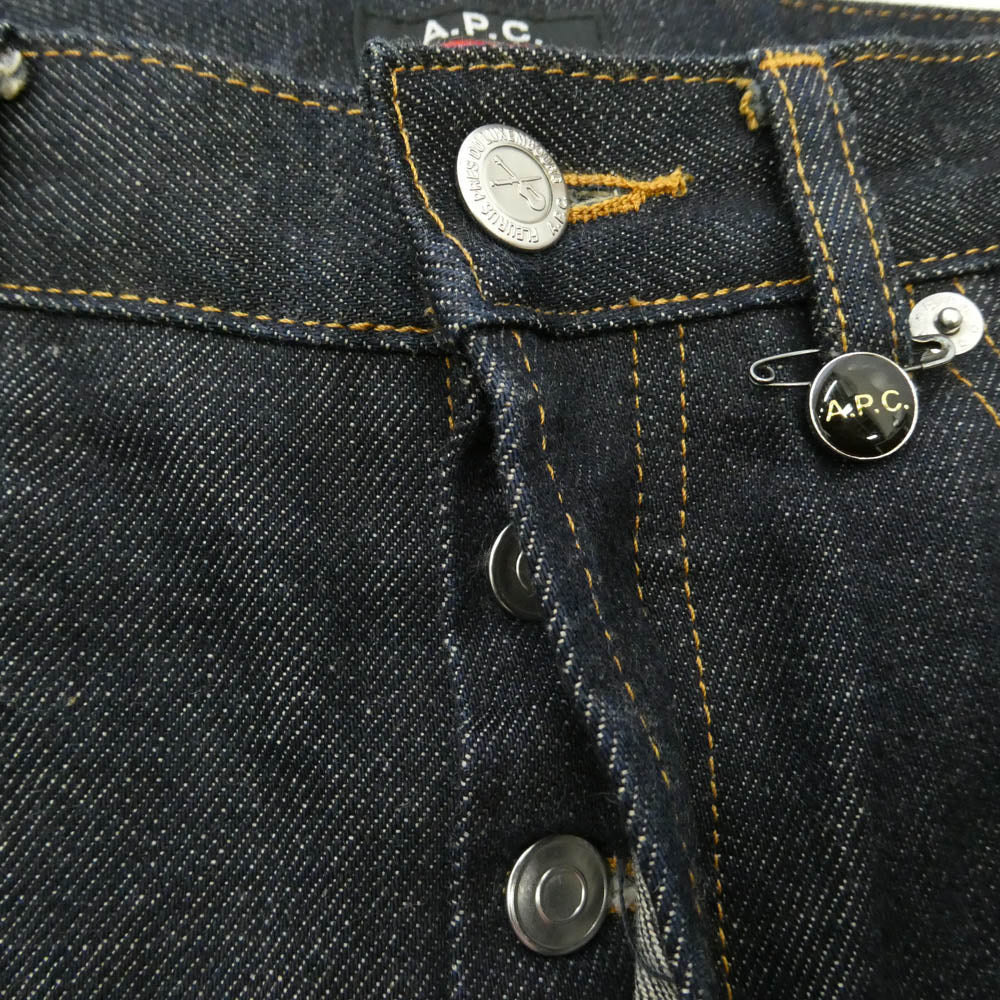 Supreme シュプリーム A.P.C. アーペーセー 09AW × A.P.C New Standard Jean Fuck Em アーペーセー 着脱可 ロゴピン付 刺繍 スタンダード デニム パンツ インディゴブルー系 29【美品】【中古】