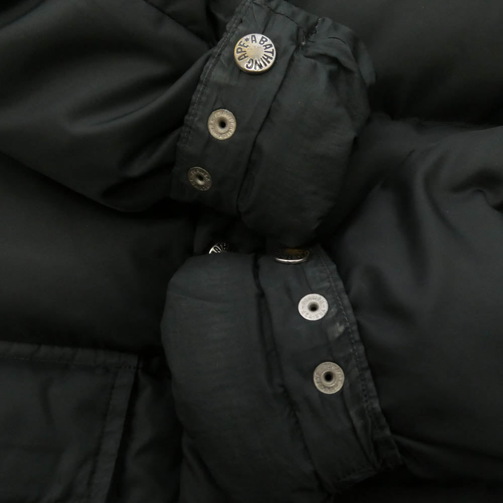 A BATHING APE アベイシングエイプ PEEL SLOWLY AND SEE ピール スローリー アンド シー 中綿 着脱可 ファーフード フーディー ジップ ナイロン ジャケット ブラック系 TALL【中古】