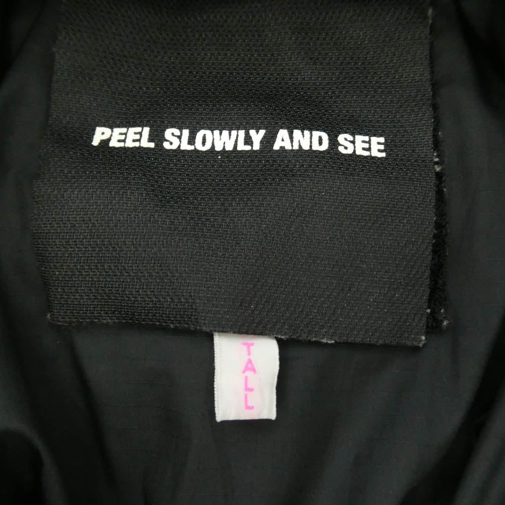 A BATHING APE アベイシングエイプ PEEL SLOWLY AND SEE ピール スローリー アンド シー 中綿 着脱可 ファーフード フーディー ジップ ナイロン ジャケット ブラック系 TALL【中古】