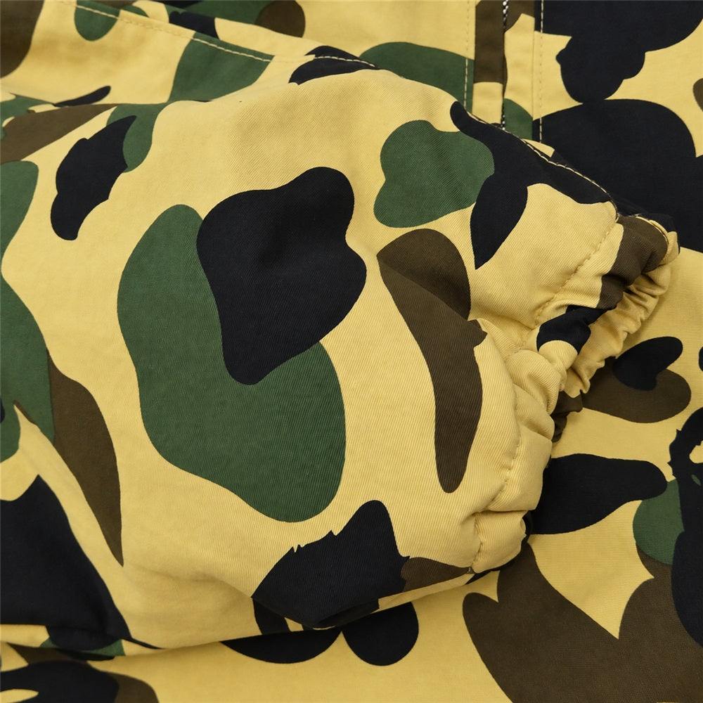 A BATHING APE アベイシングエイプ 90s 00s 1ST CAMO NYLON ANORAK HOODIE ファースト カモ イエローカモ 猿迷彩 裏ボア フリース ナイロン アノラック パーカー S マルチカラー系 S【中古】