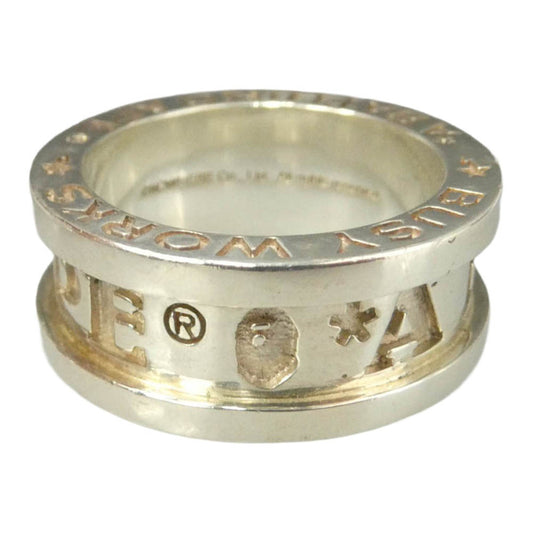 A BATHING APE アベイシングエイプ SS24 BAPE LOGO RING busy works SV925 SILVER ロゴ バンド シルバー 925 リング シルバー系 19.5号【中古】
