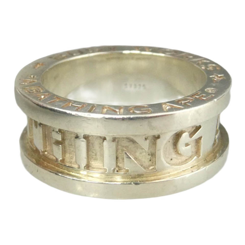 A BATHING APE アベイシングエイプ SS24 BAPE LOGO RING busy works SV925 SILVER ロゴ バンド シルバー 925 リング シルバー系 19.5号【中古】
