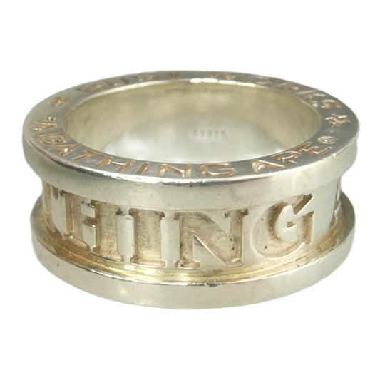 A BATHING APE アベイシングエイプ SS24 BAPE LOGO RING busy works SV925 SILVER ロゴ バンド シルバー 925 リング シルバー系 19.5号【中古】