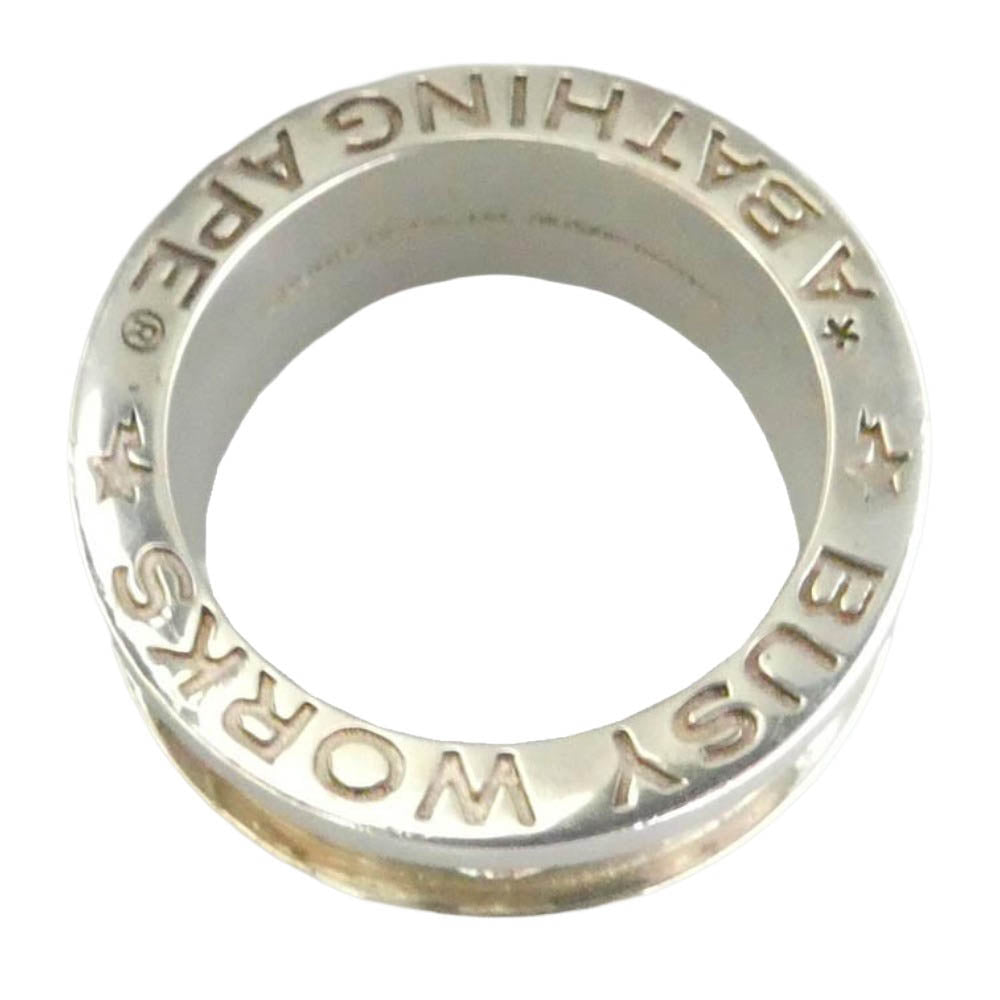 A BATHING APE アベイシングエイプ SS24 BAPE LOGO RING busy works SV925 SILVER ロゴ バンド シルバー 925 リング シルバー系 19.5号【中古】