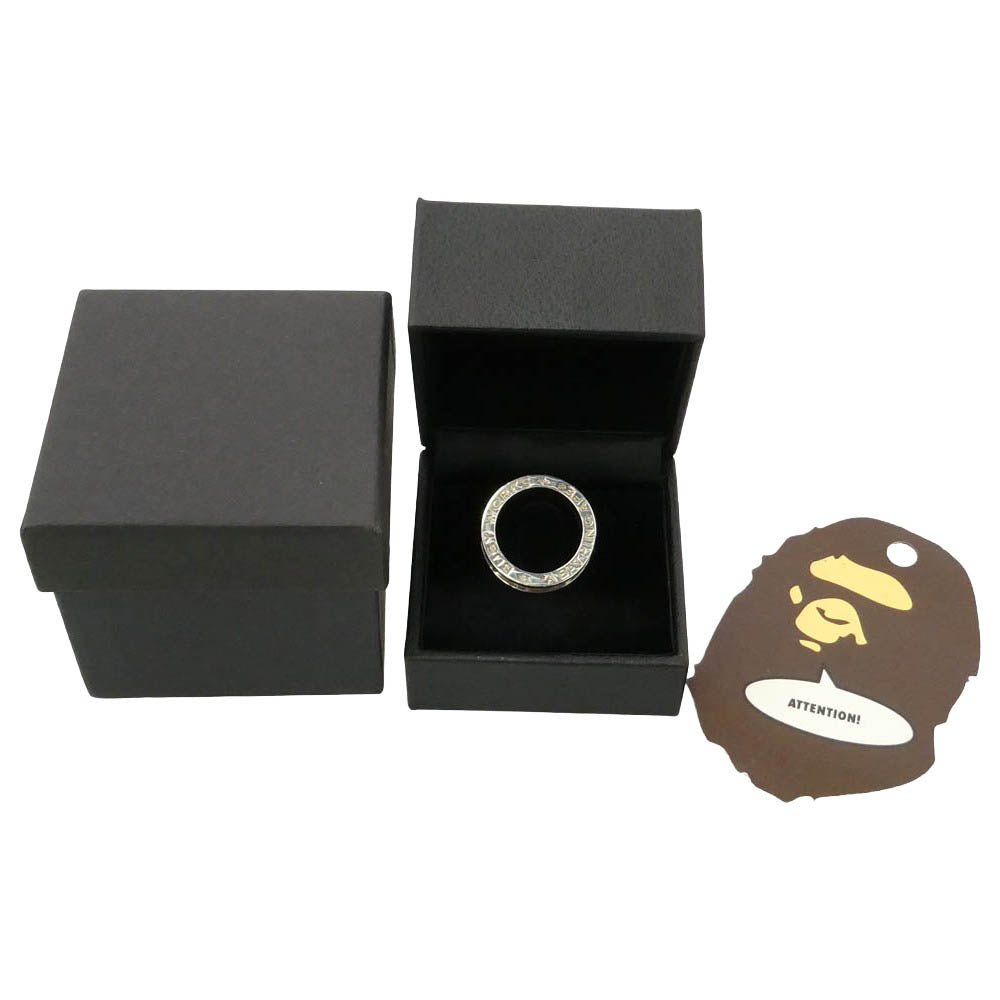 A BATHING APE アベイシングエイプ SS24 BAPE LOGO RING busy works SV925 SILVER ロゴ バンド シルバー 925 リング シルバー系 19.5号【中古】