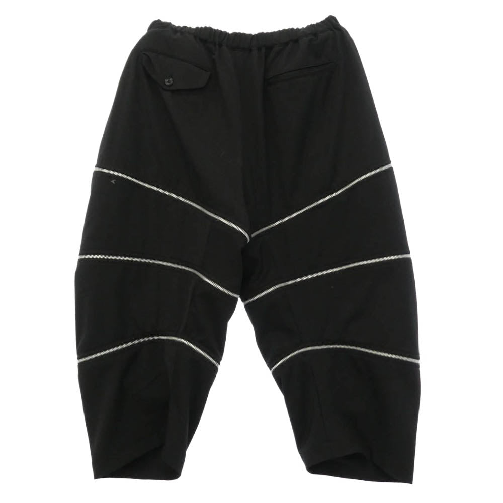 BLACK COMME des GARCONS ブラックコムデギャルソン 26SS 1Q-P022 Zip Through Pants マルチジップ ウール クロップド ギャバジン イージー パンツ ブラック系 L【中古】