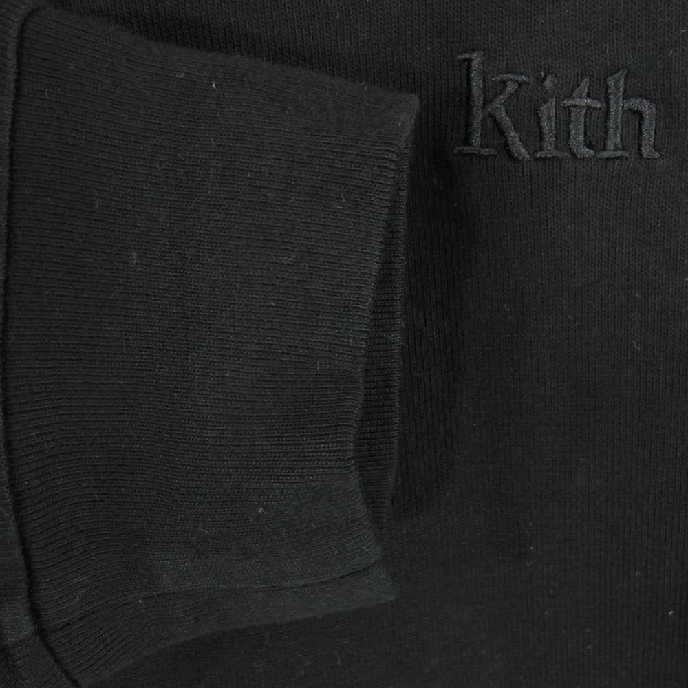 KITH キス 21-070-060-0022 ロゴ刺繍 ヘンリーネック 長袖 Tシャツ カットソー ブラック系 M【中古】